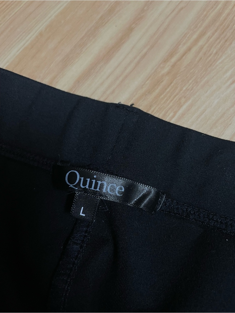 Quince Black Petite Stretch Trousers Work Pants Elastic Waist Large L - Picture 7 of 8